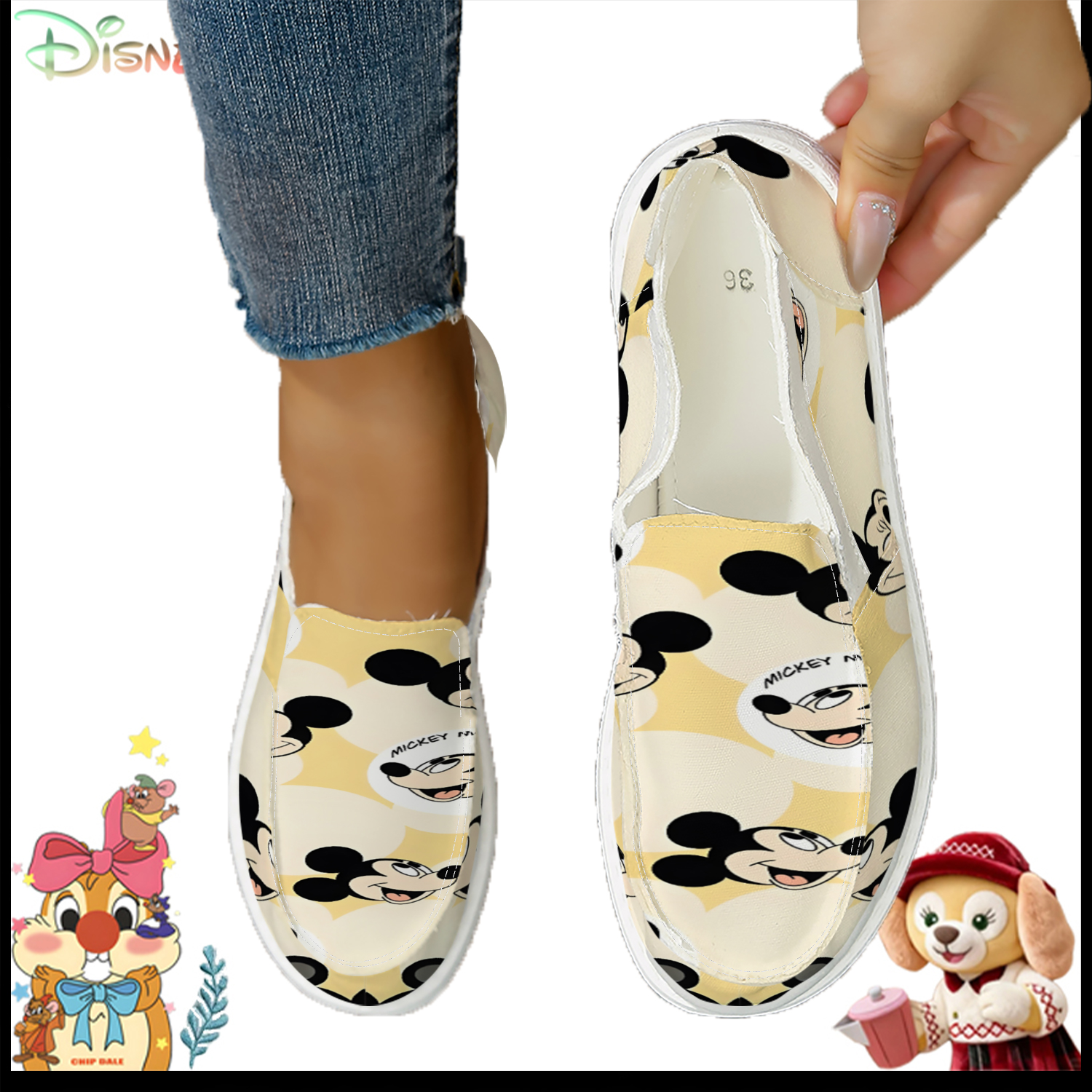 Loafer Flat Women - Disney Retro Mickey Mouse Print Slip-On