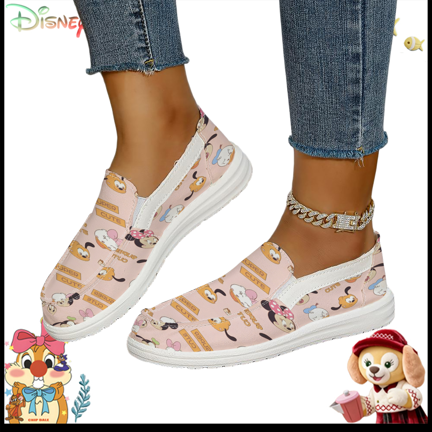 Disney Super Cute Cartoon Patt - Loafer Flat Women incelemesi ve fiyatı