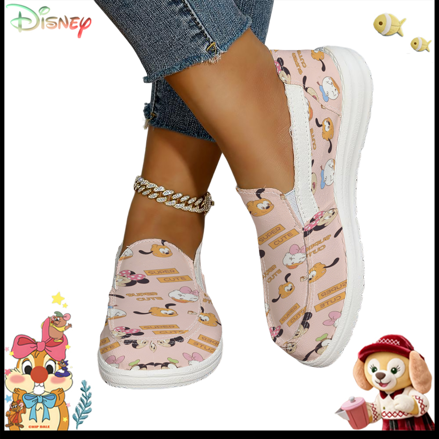 Disney Super Cute Cartoon Patt - Loafer Flat Women incelemesi ve fiyatı