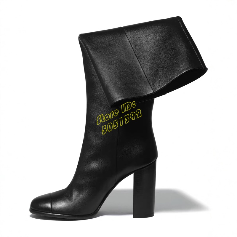 Black Matte Leather Knee High  - Women'S Shoes For Work incelemesi ve fiyatı