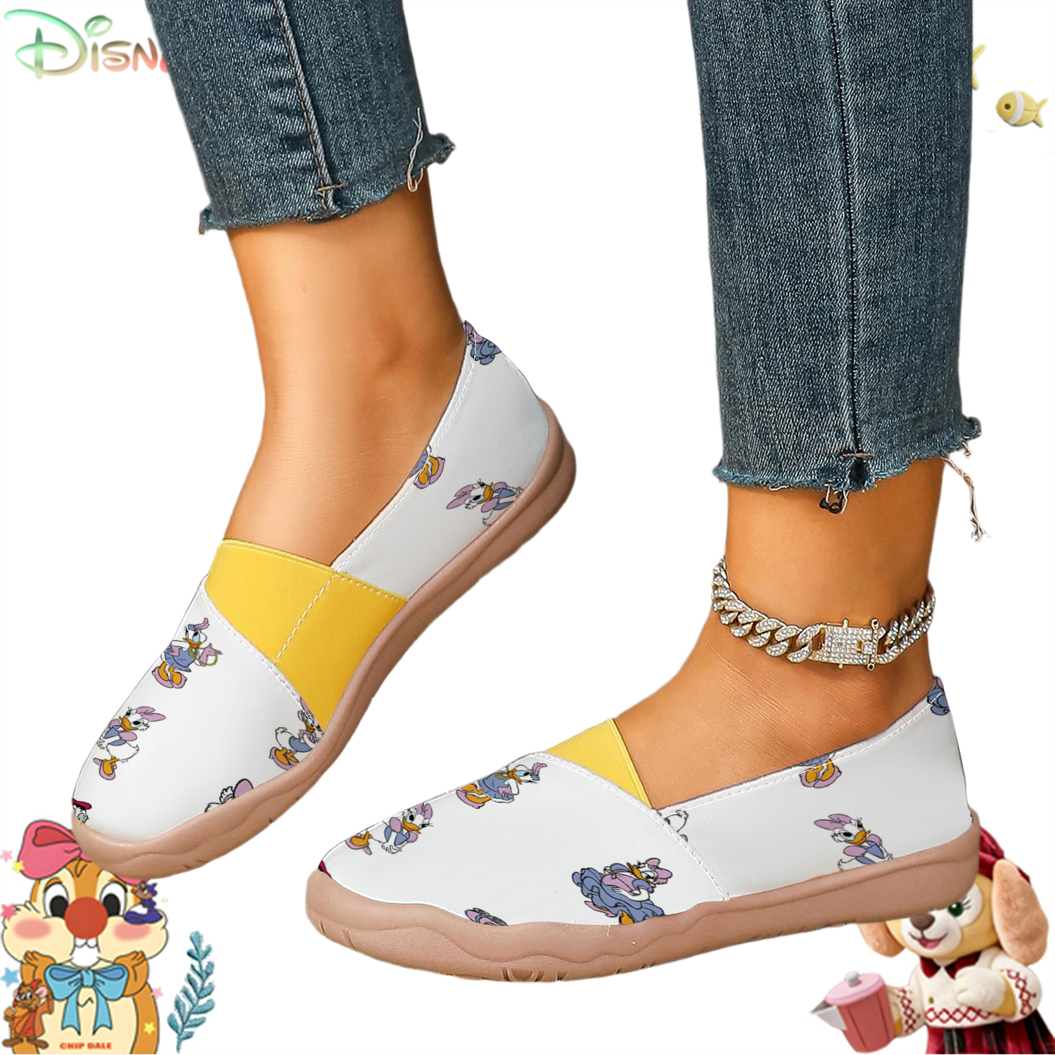 Women's White Daisy Duck Carto - Loafer Flat Women incelemesi ve fiyatı