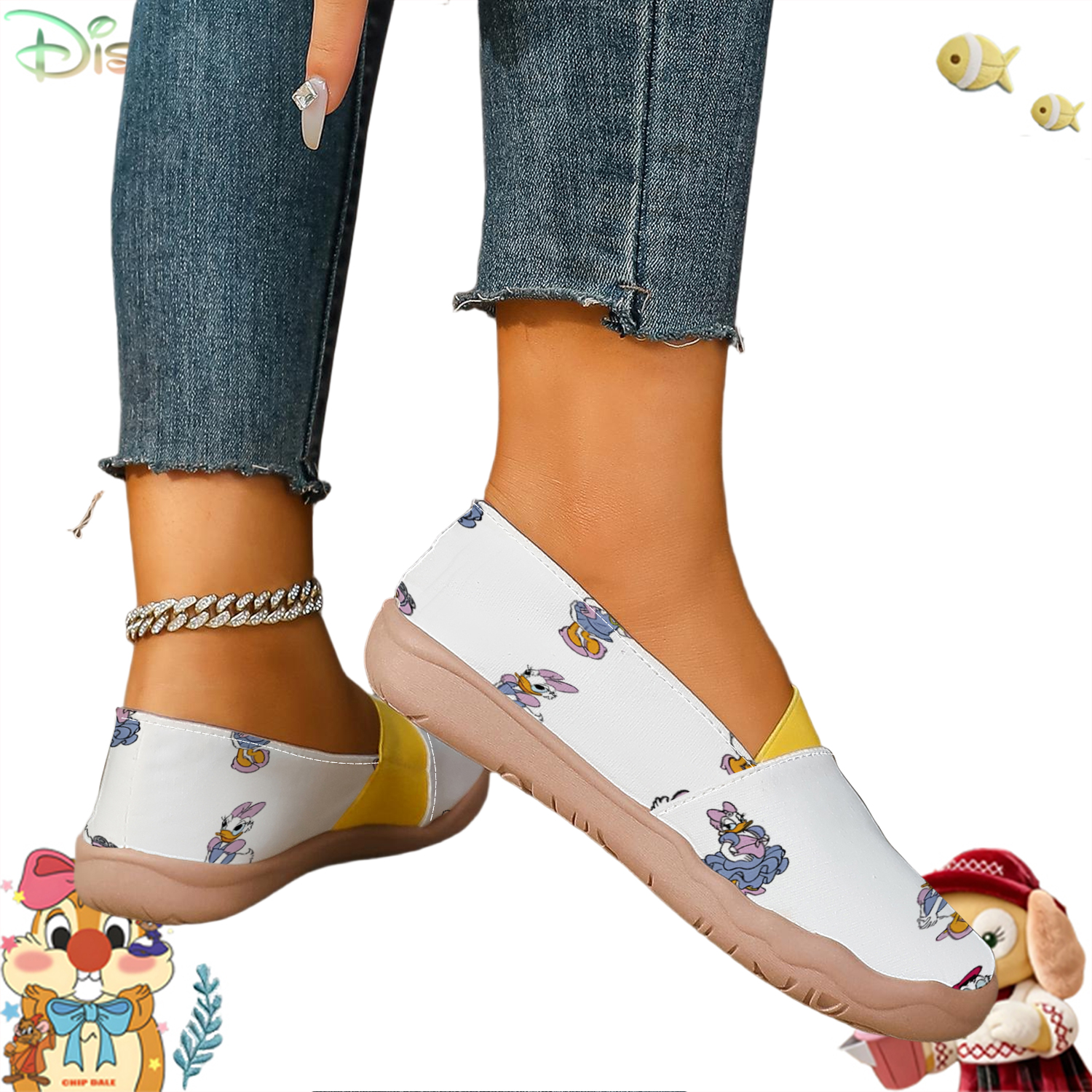 Women's White Daisy Duck Carto - Loafer Flat Women incelemesi ve fiyatı