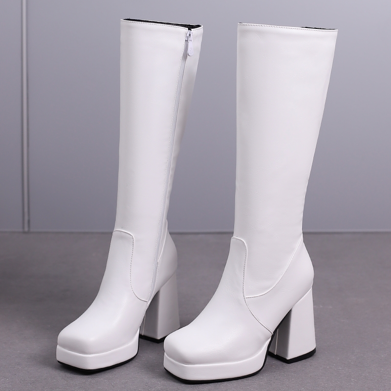 White Knee High Boots Women Pl - Zip Up Boots Short incelemesi ve fiyatı