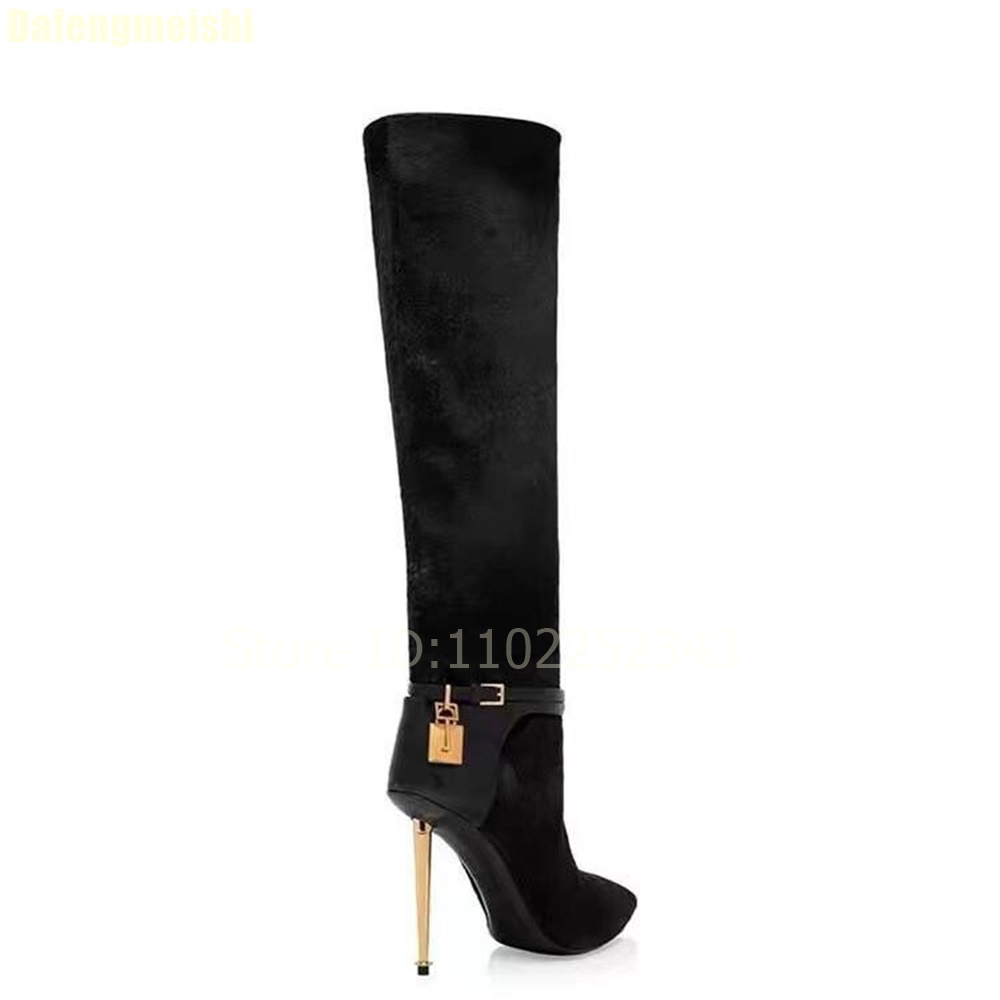 Solid Color Pointed Toe Knee-H - Zip Up Boots Short incelemesi ve fiyatı