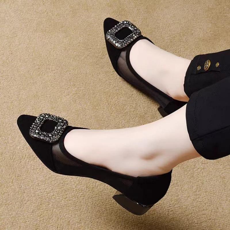 Elegant Pointed Toe Mesh Block - Shoes Women Pumps incelemesi ve fiyatı