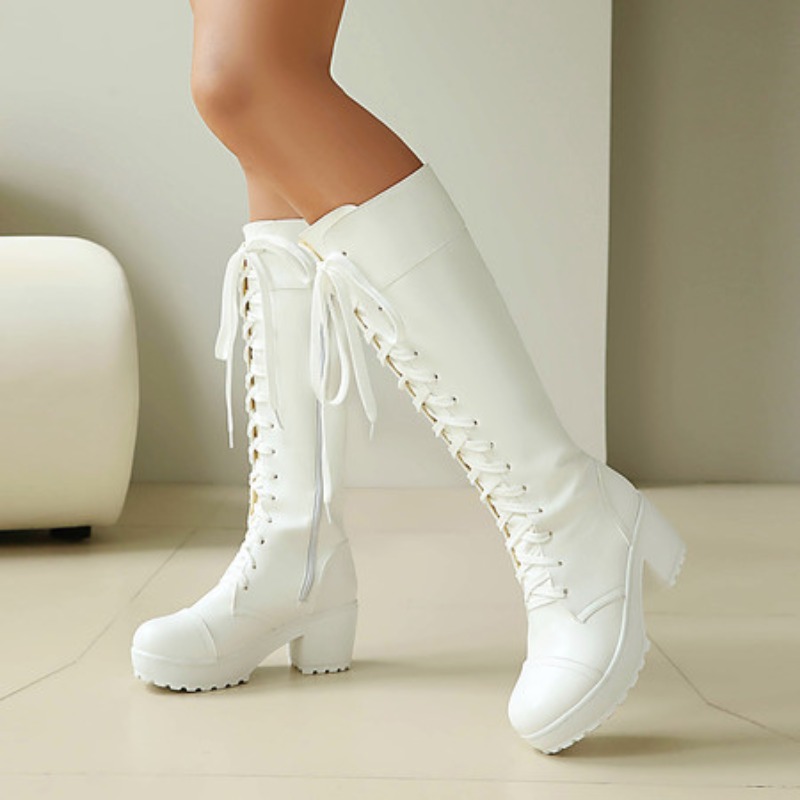 Womens Knee High Lace Up Comba - Zip Up Boots Short incelemesi ve fiyatı
